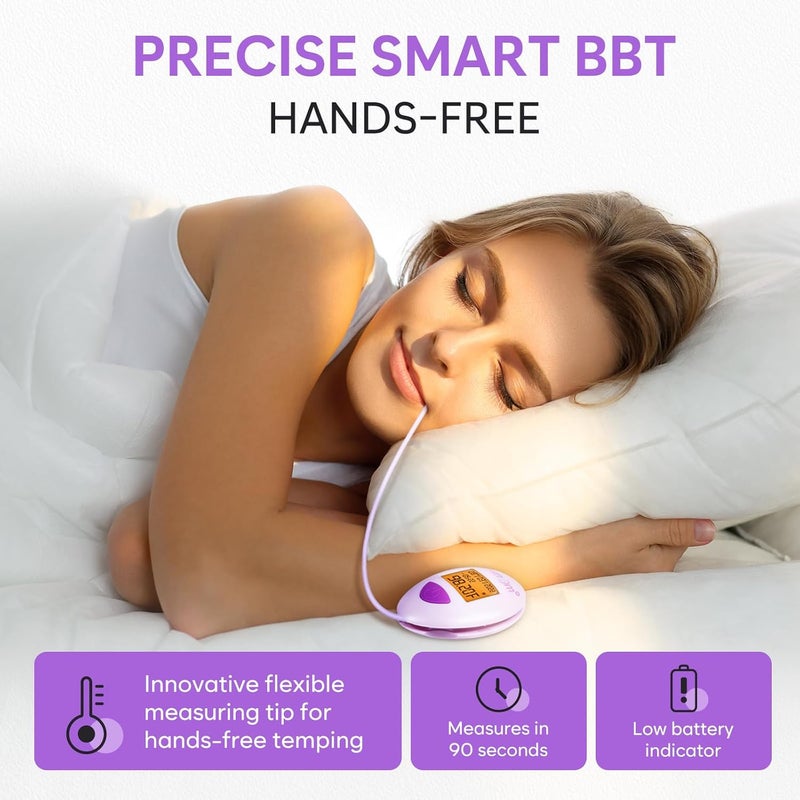 Premom Smart Basal Body Thermometer for Ovulation: Long-Tip for Hands-Free, Digital Ovulation Tracker with 1/100th Degree High Precision, Backlight & 60 Memory | App Supported | EBT-380 - Image 2